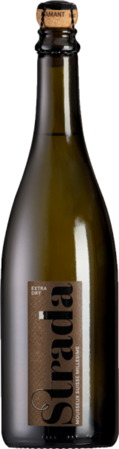 Strada Extra Dry Vin Mousseux 2020, DER Schweizer Schaumwein 
Gold - Grand Prix du Vin Suisse 2021, Gold Expovina 2021, Pinot Noir, Schaffhausen, Grand Prix du Vin Suisse: 1, Falstaff: 89, Expovina: 1